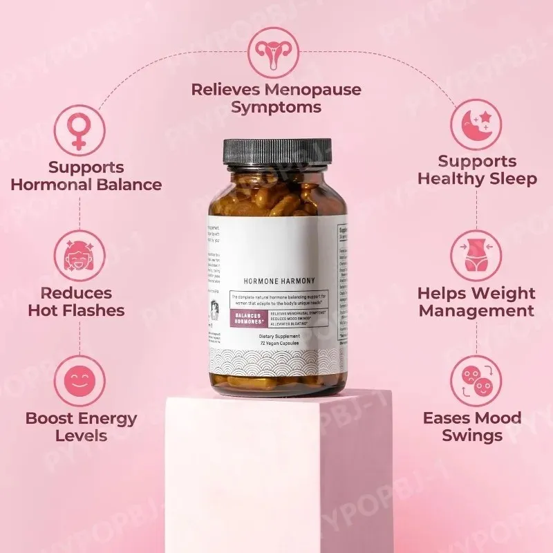 Kapsułki Hormone Harmony z naturalnym suplementem ziołowym Wsparcie odnowy biologicznej dla kobiet Ulga Menopauza Równowaga hormonalna 72 szt.
