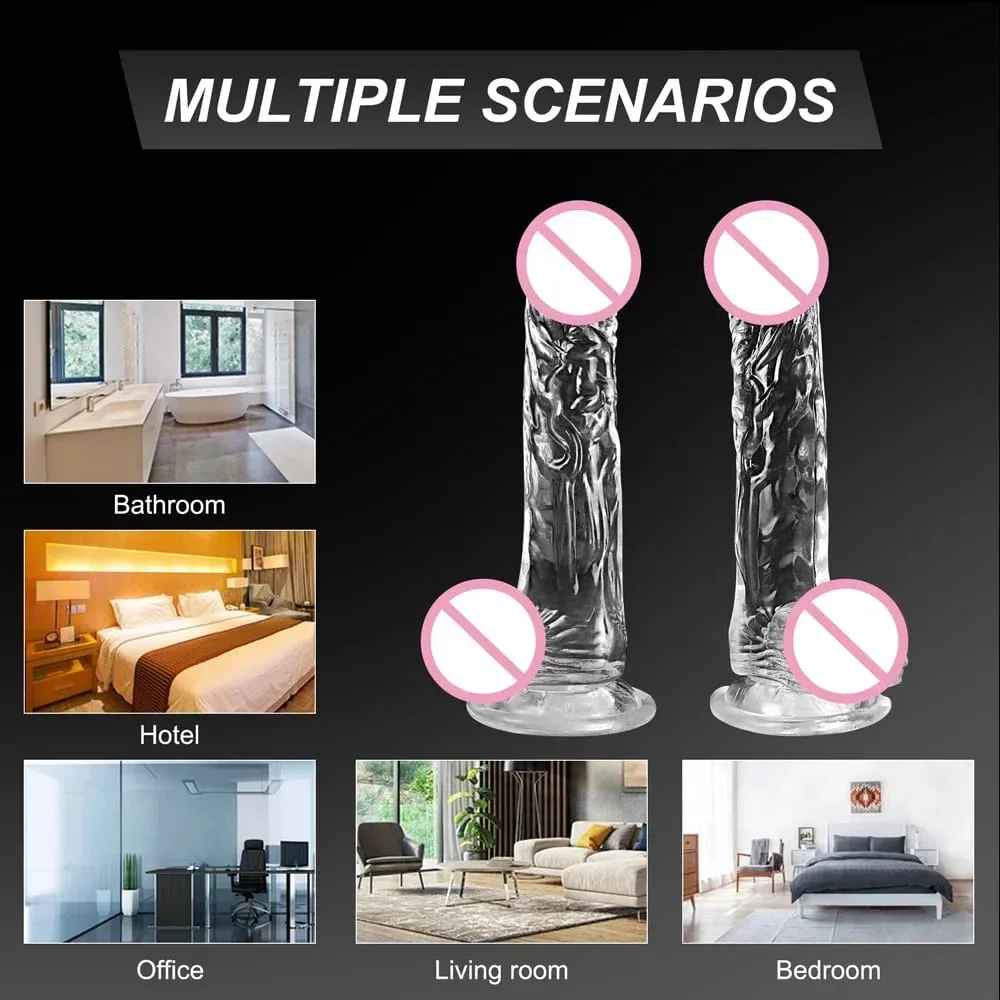 Jelly Dildo 4 Sizes Transparent Soft Realistic Penis Fake Dick Butt Plug for Woman Men Gay Sex Toys Female Vagina Anal Sex Toys