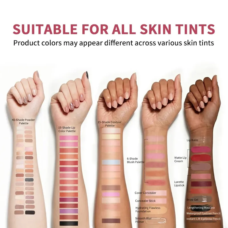 12Pcs Full Face Makeup Set Base Concealer Foundation Stick Blush Palette Eyebrow Pencil Lip Plumper Lipstick Skin Color Stick — image 5