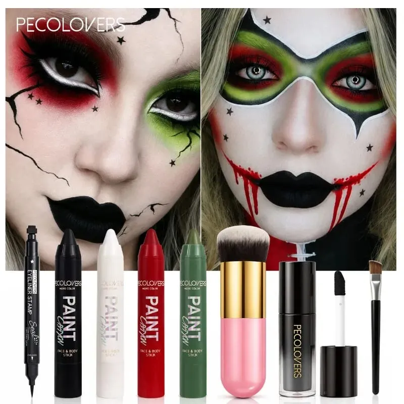 8PCS Facial Painting Suit Multi-color Paint Pen+eyeliner Pen+lipstick+makeup Tool Waterproof Suitable for Holiday Makeup