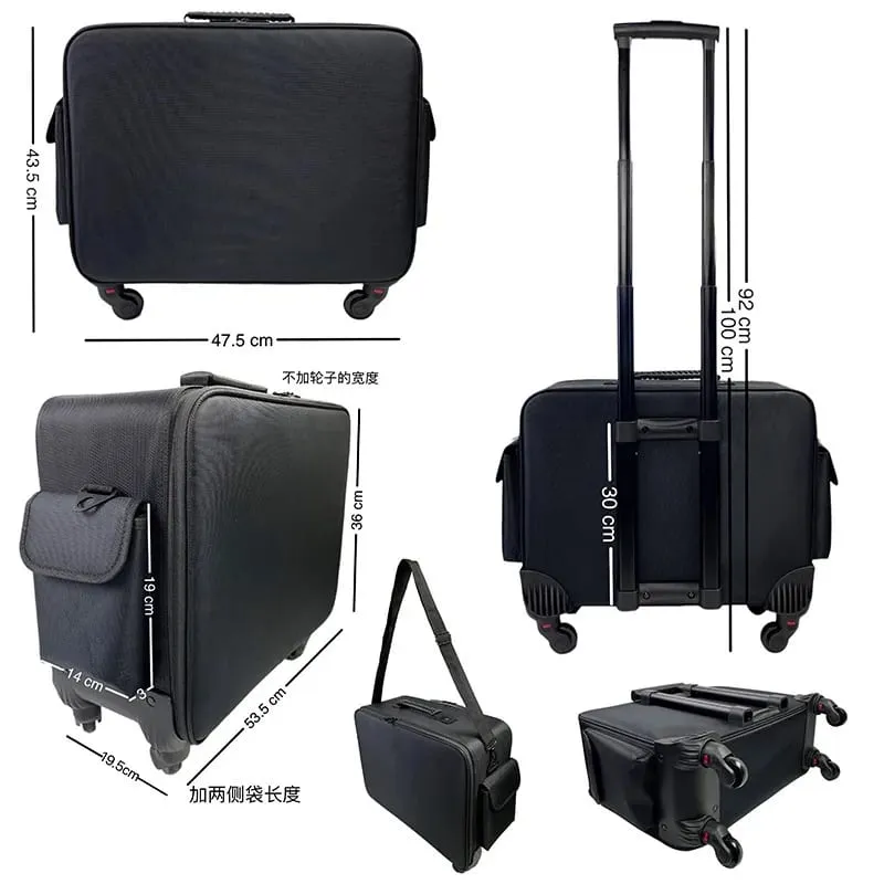 Large Capacity Makeup Trolley Case Multifunctional Oxford PU Satchel Rolling Tool Box for Beauty Nail Art Tattoo Fashion Luggage — image 3