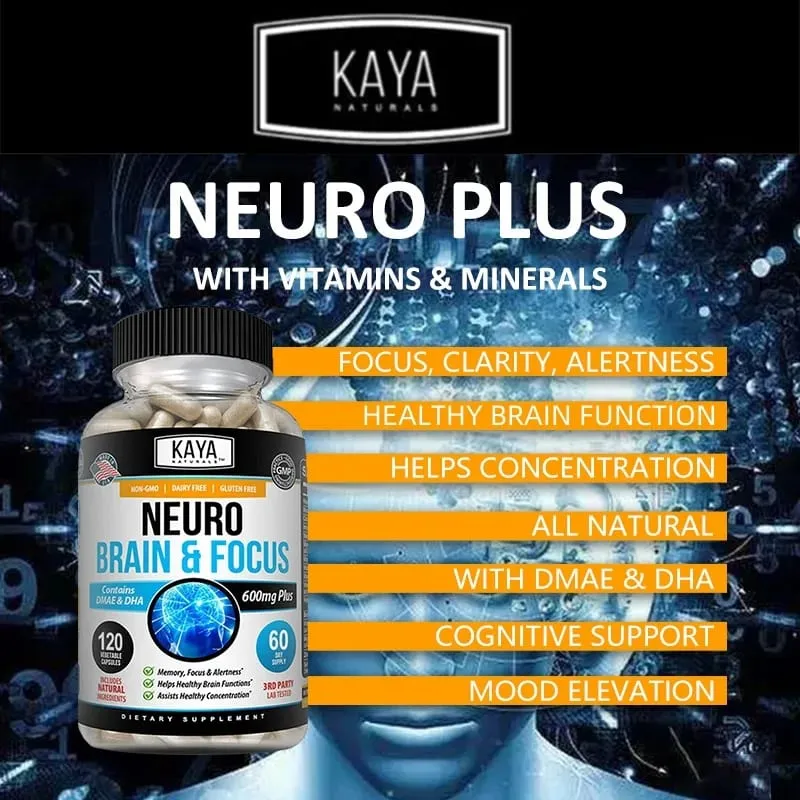 Nootropic Brain Booster Capsules - Vitaminer Minneskoncentration Klarhet & kognitiv prestationsstöd Stresslindring — image 3
