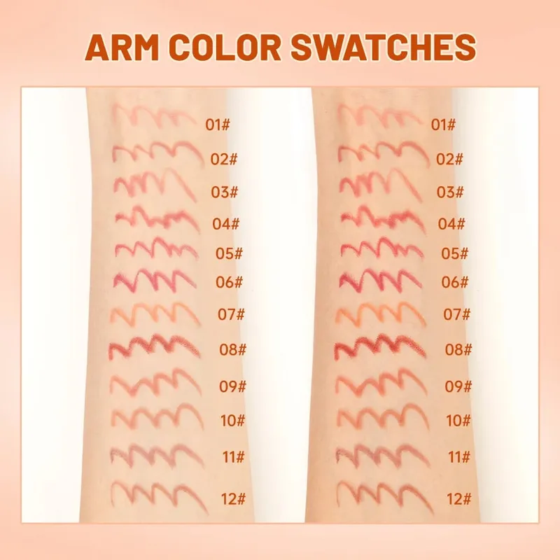 12Pcs/Set Matte Lip Liner Pencil Lip Outline Contouring Lasting Lipstick High Pigment Not Easy Fade Velvet Fine Lipliner