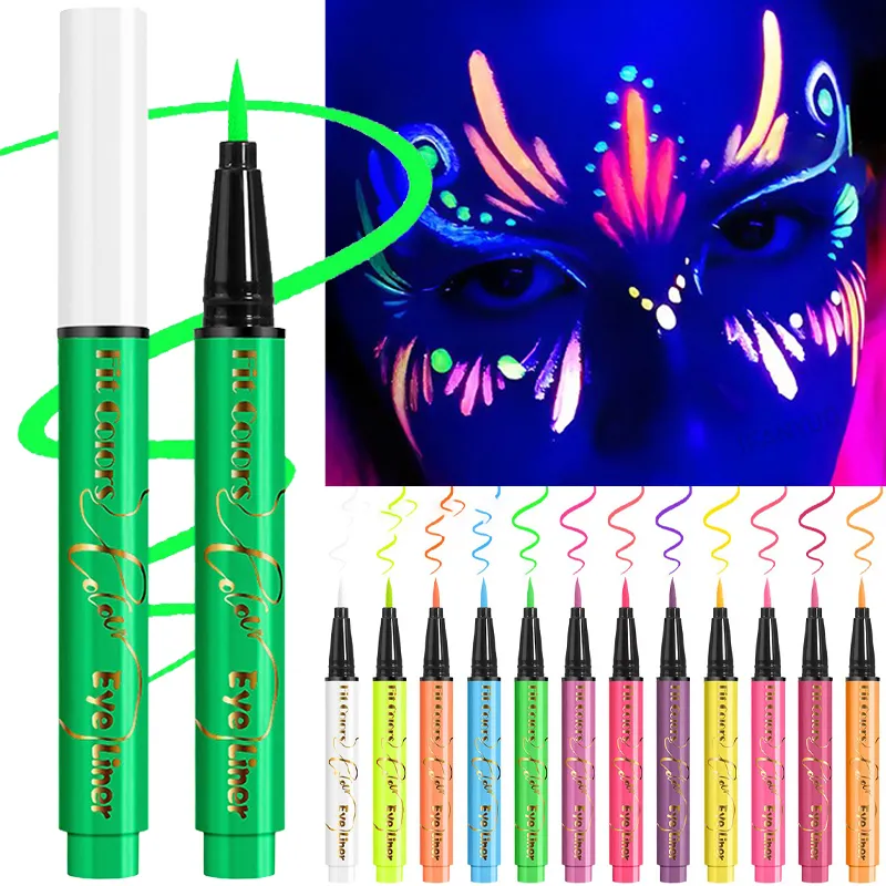 UV Fluorescent Glow Liquid Eyeliner Pen Waterproof Face Color Paint Neon Colorful Halloween Christmas Party Art Stage Eye Makeup