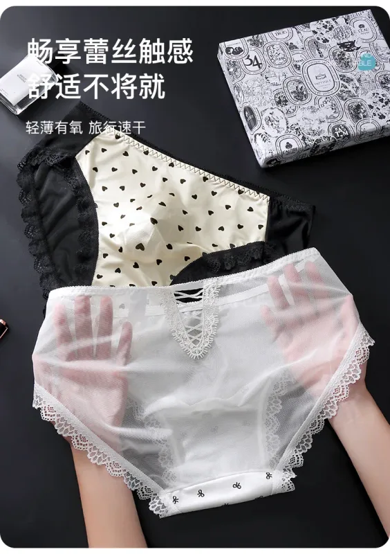 대형 망 시시 새틴 팬티 섹시한 가리비 레이스 쉬어 브리프 광택 란제리 중반 라이즈 레이스 보우 U 볼록한 주머니 언더 팬츠