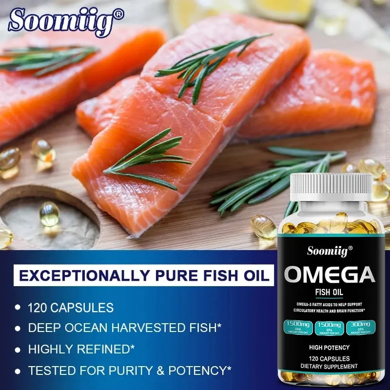 Kapsułki Omega 3 z olejem rybim 3300 mg Wysoka moc z EPA i DHA Wspiera energię Mózg Serce Stawy Oko Skóra i odporność Zdrowie — image 2