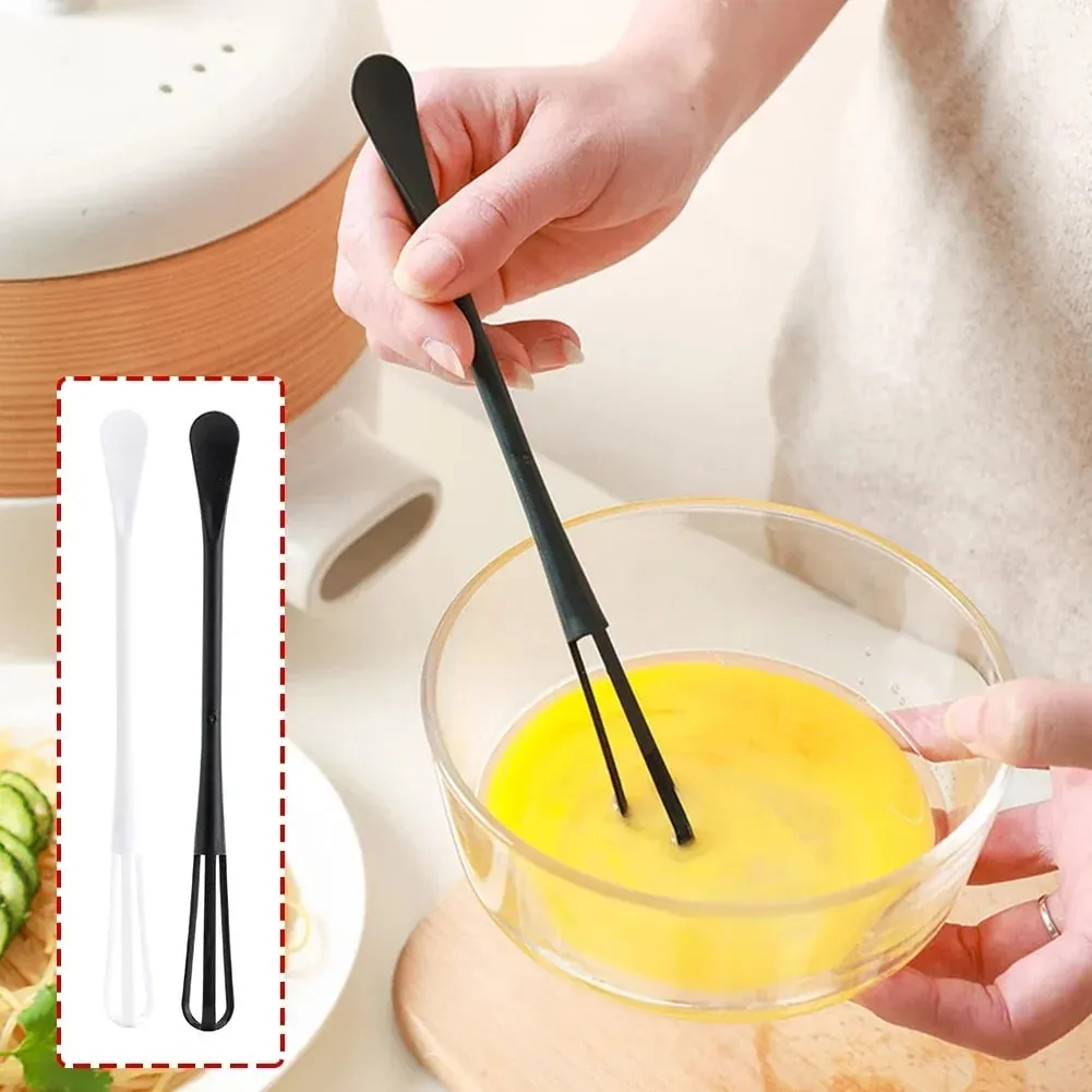 1PC Egg Whisk Plastic Multifunctional Mini Hand Egg Beater Kitchen Utensil with Teaspoon Egg Baking Tools Cream Stirring Stick
