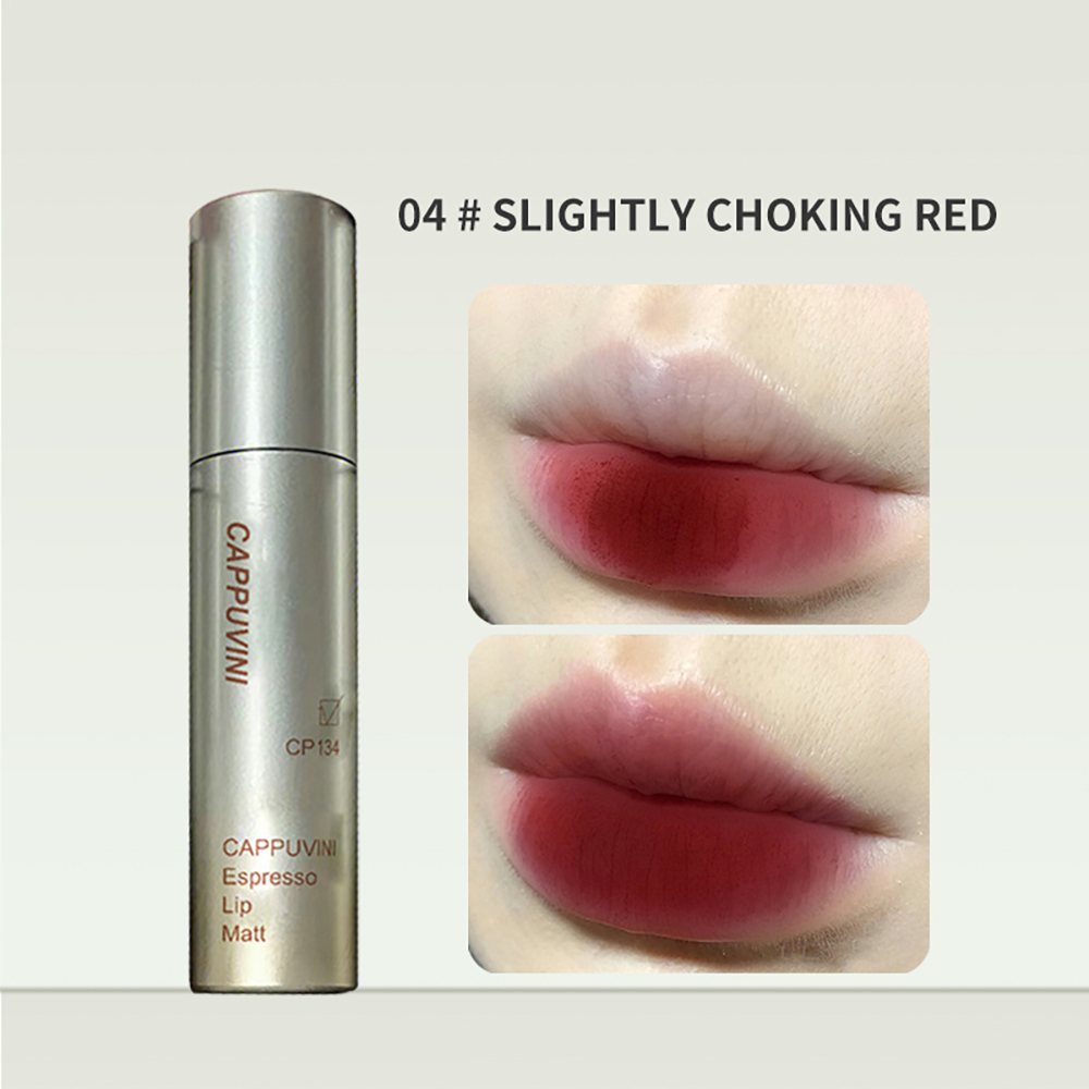 Cappuvini Espresso Matte Velvet Lip Glaze Chống Thấm Nước Kết Cấu Lâu Mịn Bóng Trang Điểm Màu Môi