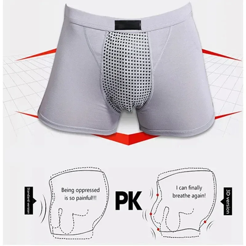1Pcs Men Magnetic Therapy Boxer Briefs Breathable Comfortable Underwear with 22 Health Magnets for Blood Circulation L-6XL Size
