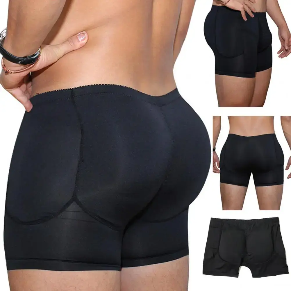 섹시한 가짜 엉덩이 패딩 복서 남성 팬티 패드 작성 Shapewear 두꺼운 엉덩이 리프팅 자연 남성 복서 속옷 엉덩이 기중 장치