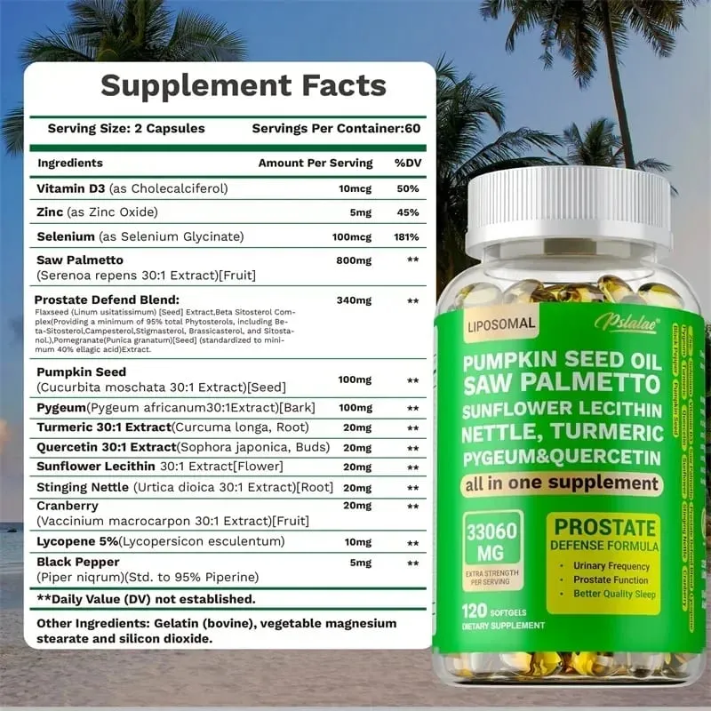 Prostate Support Supplement - DHT Blocker Promotes Urinary and Prostate Health Benefits Men's Health - Vegan — image 3