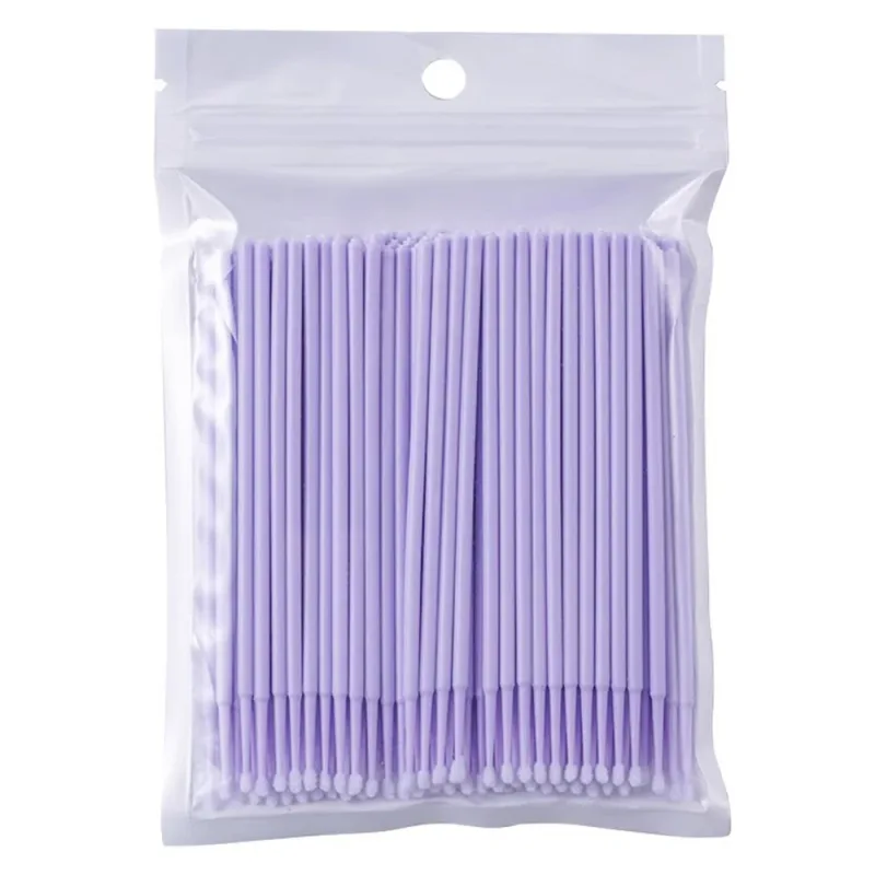 100PCS Micro Swab Applicator Eyelash Cleaning Brush Lash Extension Micro Brushes Cotton Swab Individual Eyelashes Removing Tool