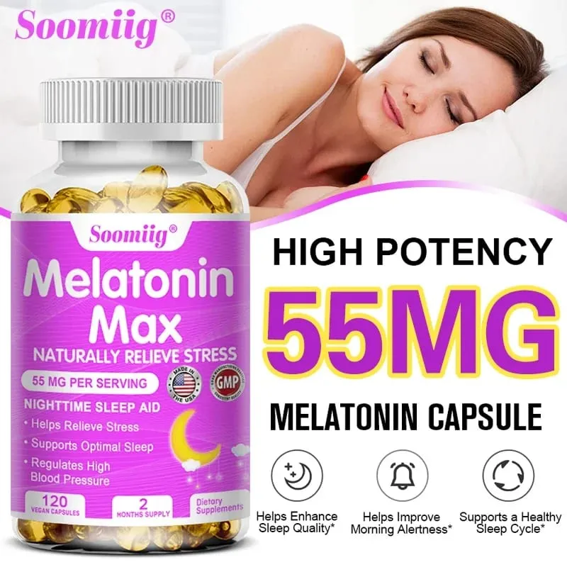 Melatonin - Dietary Supplement To Improve Nighttime Sleep Quality and Improve Insomnia Reduce Waking Time Boost Immunity