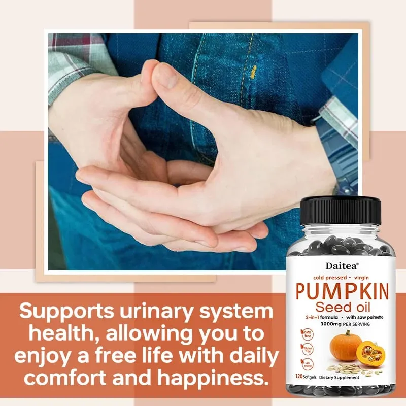 Pumpkin Seed Oil + Saw Palmetto Extract Supports Prostate and Urinary System Health Hair Care Anti-Hair Loss Men's Health