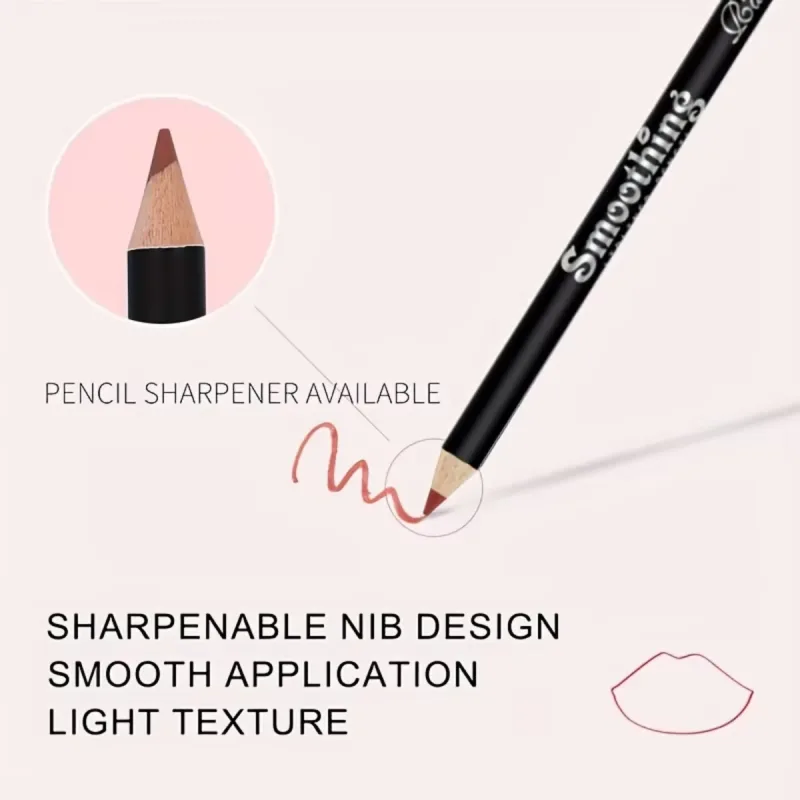 Smoothing Lip Liner Pencil Waterproof Matte Lip Contour Lipstick Long Lasting Makeup Comes With Free Pencil Sharpener