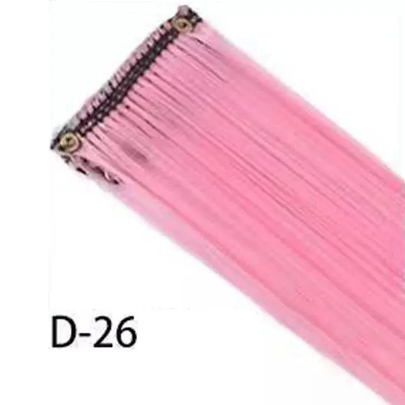 Synthetic 10Pcs colorful Hair Extensions Clip in Colored Party Highlights Extension for Kids Girls Long Straight Hairpiece