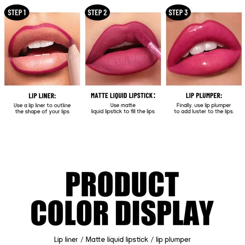 Matte Liquid Lipstick 6Pcs Set Waterproof Long Lasting Lip Plumper Hydrated Non Fade Makeup Gift Collection