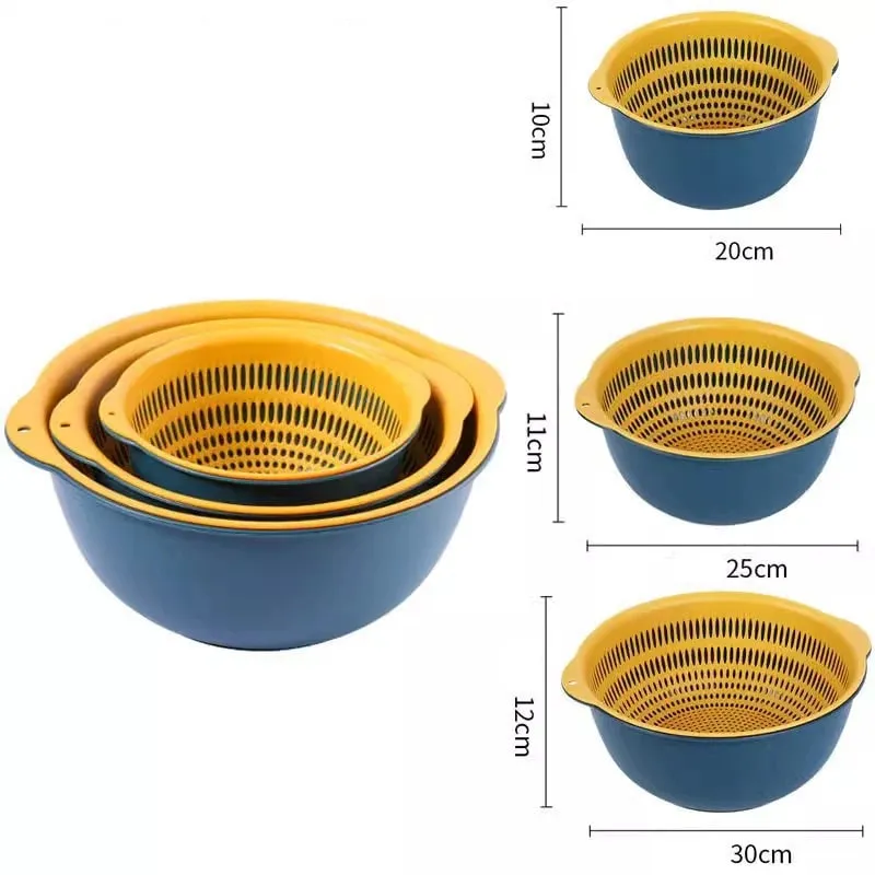 6PCS Kitchen Sink Vegetable Drainer Fruit Basket for Multifunctional 3 Size Stackable Washing Basin Vegetable Drain Basket Basin — image 11
