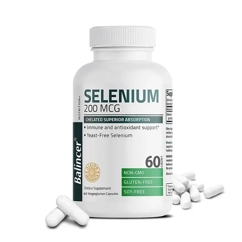 Organic Selenium Capsules - Vitamin D for Heart Bone Metabolism & Immune Health Improves Brain Function High Absorption