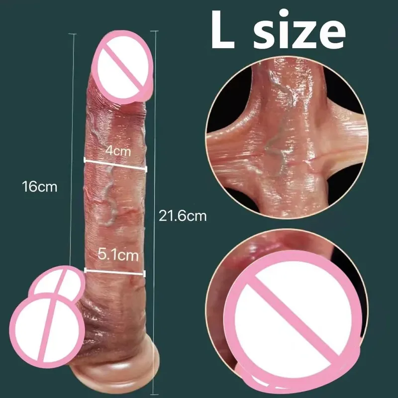 2.0 Dick Upgraded Version Of Sliding Testicle Realistic Penis For Women Sliding Foreskin Dildo Anal Sex Toy For Couple Silicone