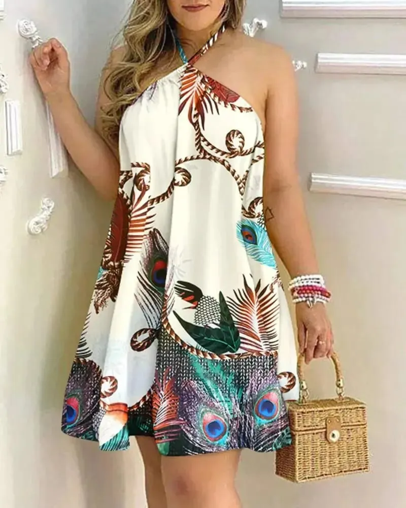 Women's 2026 Summer Off-Shoulder Tie-Up Dress – Loose Fit Print Maxi Dress Sexy Vacation Beach Dress