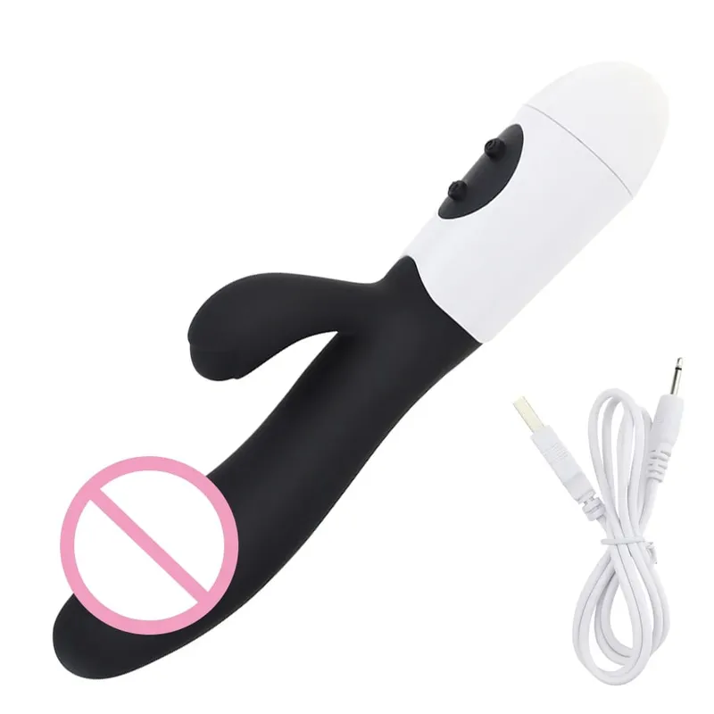 Realistic Rabbit Dildo Dual Vibrator G-Spot Clitoral Stimulation Massager Powerful Vibrating Vagina Masturbator Women's Sex Toy