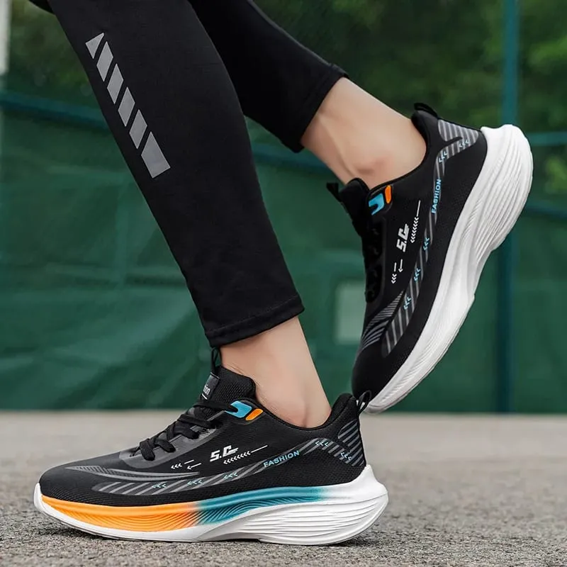 Men Running Shoes Lightweight Breathable Mesh Sneakers Thick Sole Cushioning Casual Walking Shoes Size 39-44