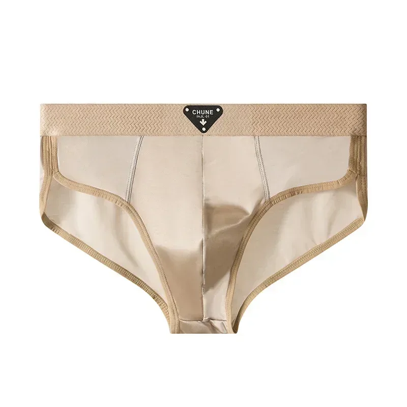 Slips en soie glacée pour hommes, sous-vêtements semblables à du Satin, sous-vêtements d'été respirants à séchage rapide, sous-vêtements Sexy avec pochette en U, 1/3 pièces