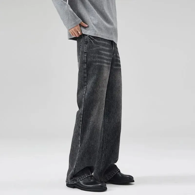 2025 Spring New Men Flared Jeans Boot Cut Denim Pants Straight Vintage Gray Jeans Men Comfort Men's Trousers Bell Bottom