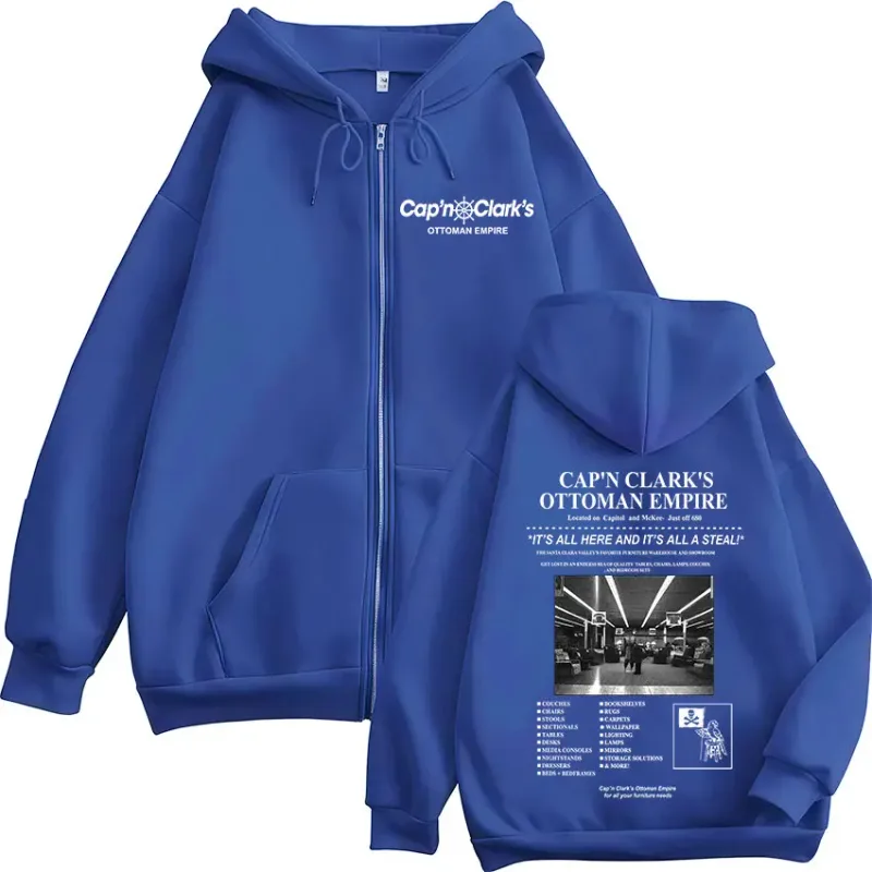 ภาพยนตร์สยองขวัญ Backrooms Cap'n Clark's Ottoman Empire Zipper Hoodies ชายเสื้อผ้าผู้หญิง Zip Up Hooded เสื้อแจ็คเก็ตเสื้อ