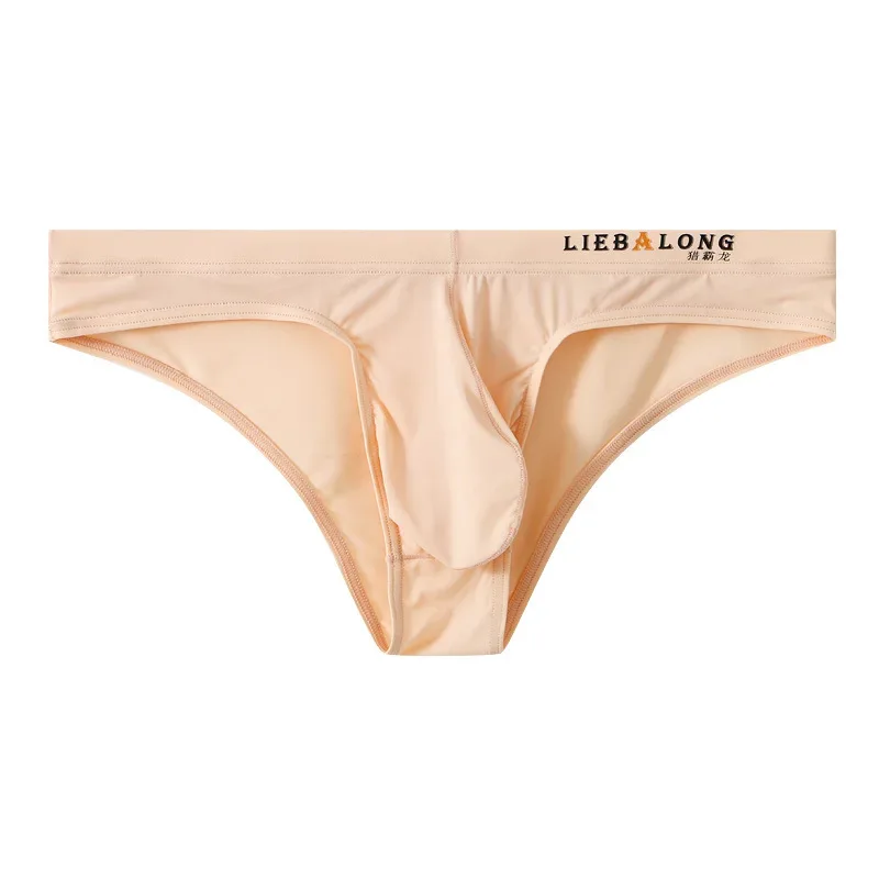 Slip homme Bikini sous-vêtements Sexy homme soie glacée pochette pénis Slip Cuecas Calzoncillos Hombre Slip Gay Lingerie solide homme