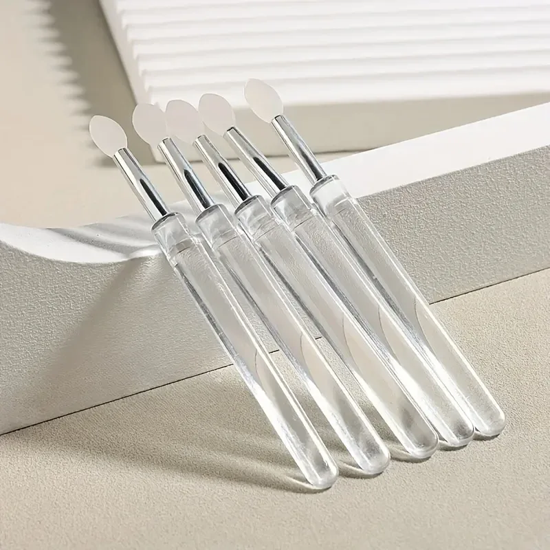 5 pinceaux à ongles réutilisables en silicone effet miroir - applicateur maquillage et vernis à ongles double tête