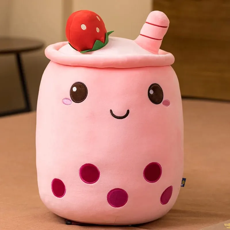 Kawaii Milk Tea Cup Plush Pillow 23cm Stuffed Food Fruit Boba Doll Ultrasoft Stuffed Plush Tea Shop Kids Toys Birthday Gift