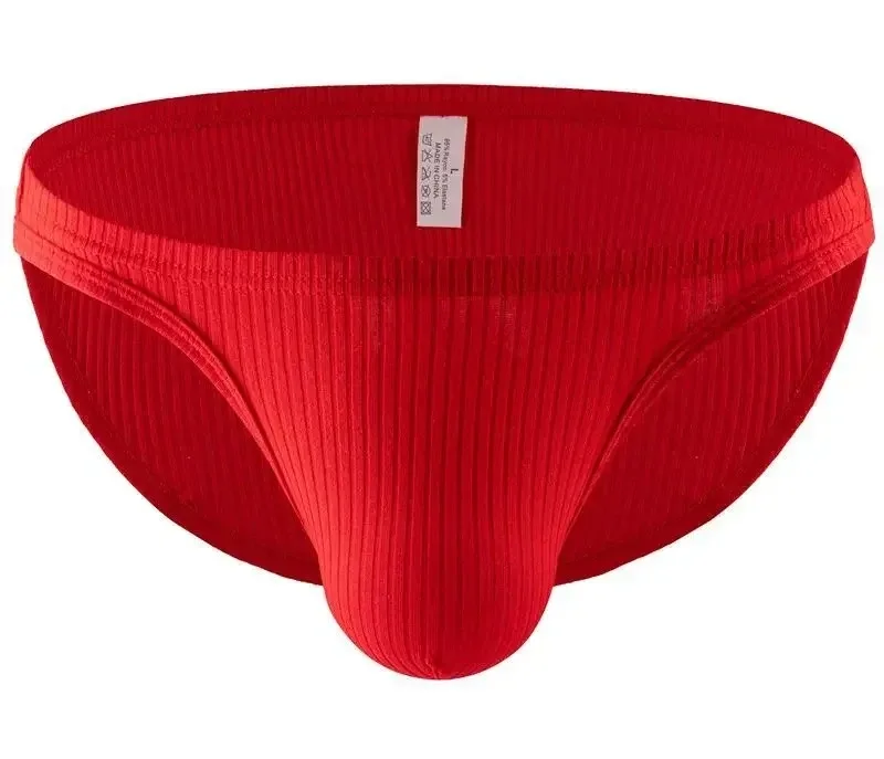 Men's Simple Bikini Youth Ribbed Cotton Breathable Comfy Sports Panties Gay Sexy Low-rise Bulge Pouch Brief Fashionabble Mankini