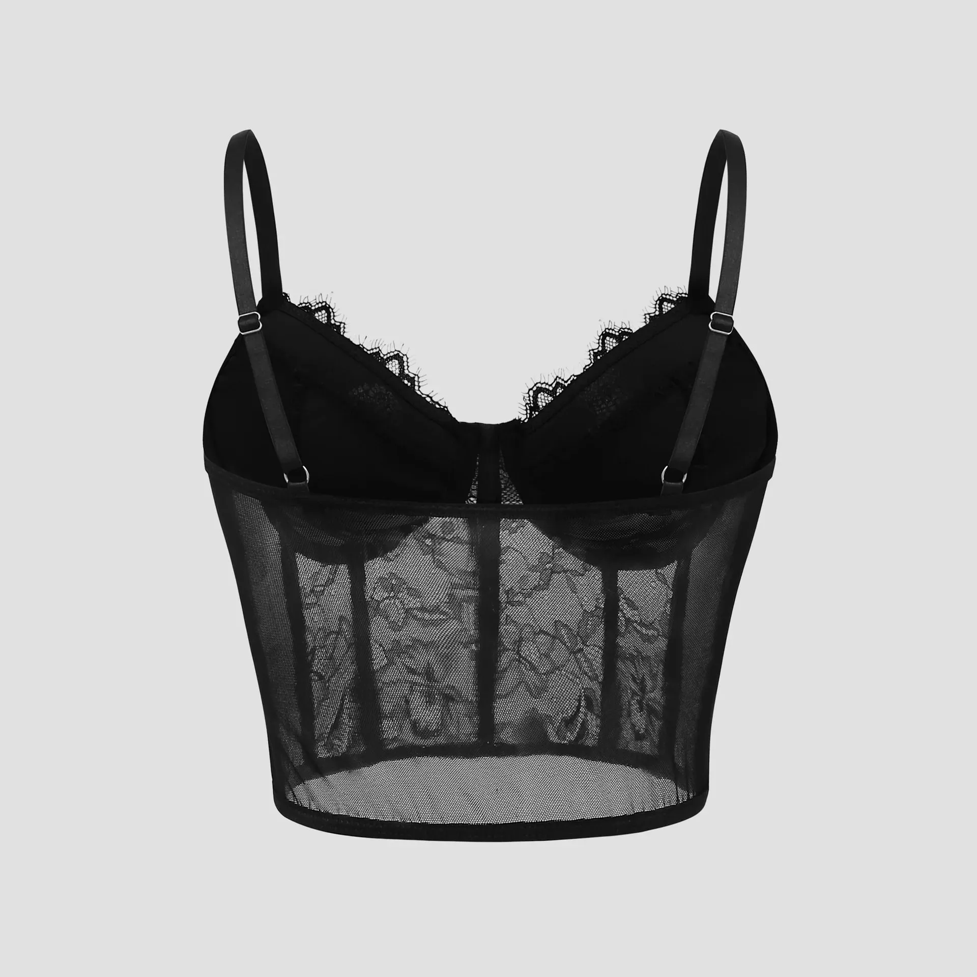 Sexy Black Semi Transparent Bra Mesh Push Up Bralet Women's Tube Top Corset Bustier Vest Club Party Crop Top Elegant Lingerie — image 2
