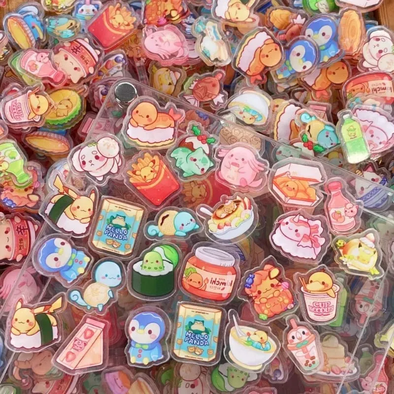 Pokemon Acrylic DIY Dán Cường Lực Kawaii Mặt Dây Chuyền Hình Đặc Biệt Cắt Anime Hoạt Hình In 2 Mặt Móc Khóa Kẹp Tóc Chất Liệu