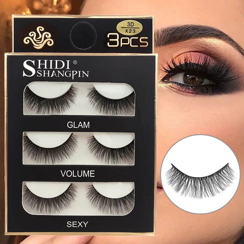 Faux Cils 3 Pairs False Eyelashes Natural Long 3D Mink Lashes Soft Fluffy Wispy Handmade Fake Lashes Eye Makeup Tools Maquiagem