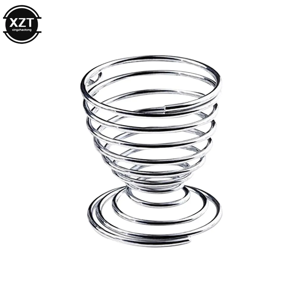 2PCS Eggs Holder Spiral Stainelss Egg Cup Boiled Kitchen Breakfast Hard Boiled Spring Holder Egg Cup Cooking Tool Kitchen Gadget