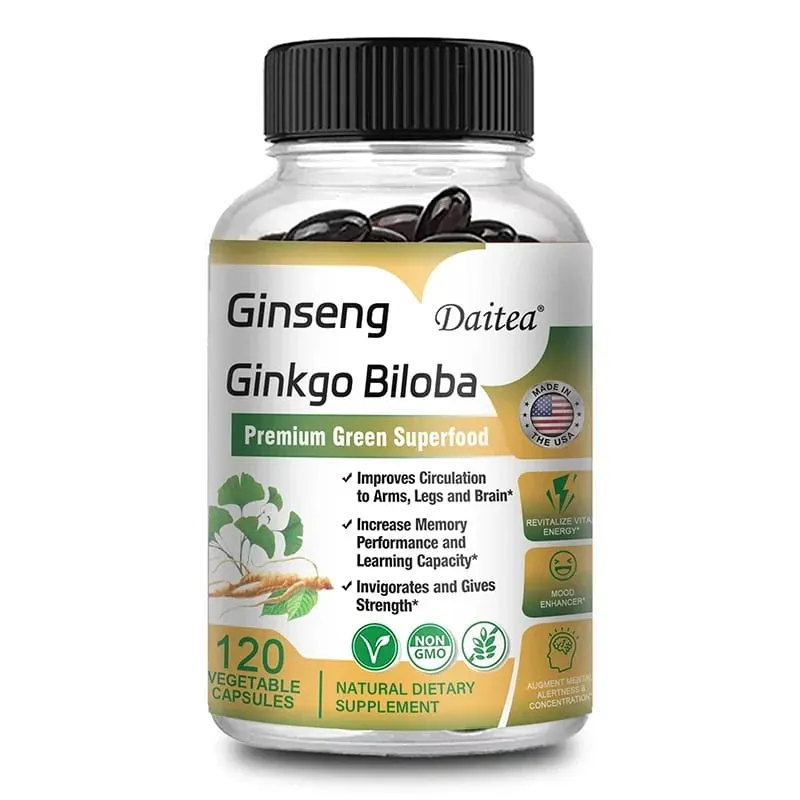 Ginseng Premium + Ginkgo - Nootropic Brain Supplement Memori & Kepekatan Peredaran & Tenaga 120 Kapsul