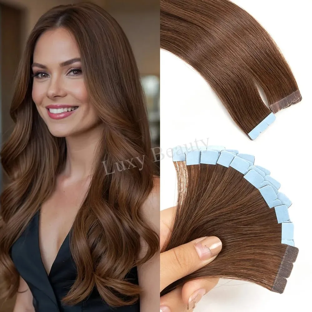 Blonde Mini Tape in Human Hair Extensions Double Side Seamless Natural Straight Black Brown Tape Ins Hair Extensions 10pcs/set