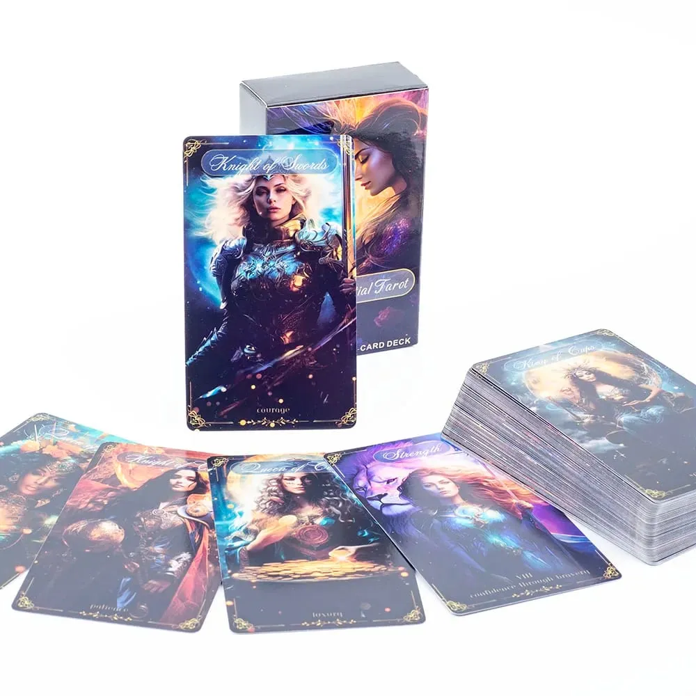 Divine Celestial Tarot Cards 78 Card Deck 10.4*6.1CM for Classmate Gathering Fortune Telling and Divination Board Playing Game