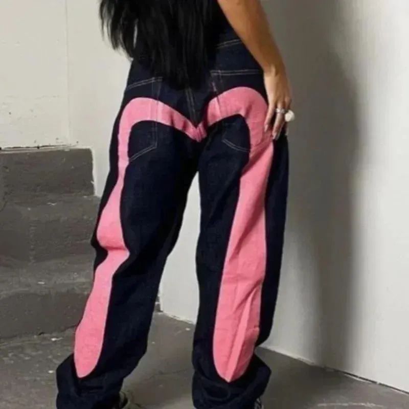 90s Retro Y2K New Hip Hop Straight Jeans Street Best Selling Personalized Printing High Street Men's Casual Loose Jeans Couple