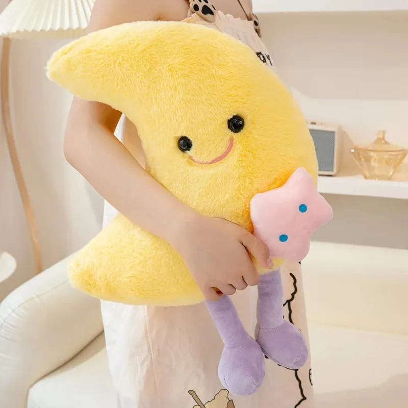 Lovely Smile Moon and Cloud Plush Pillow Comfortable Sofa Cushion Stuffed Soft Doll Home Car Decor Gift