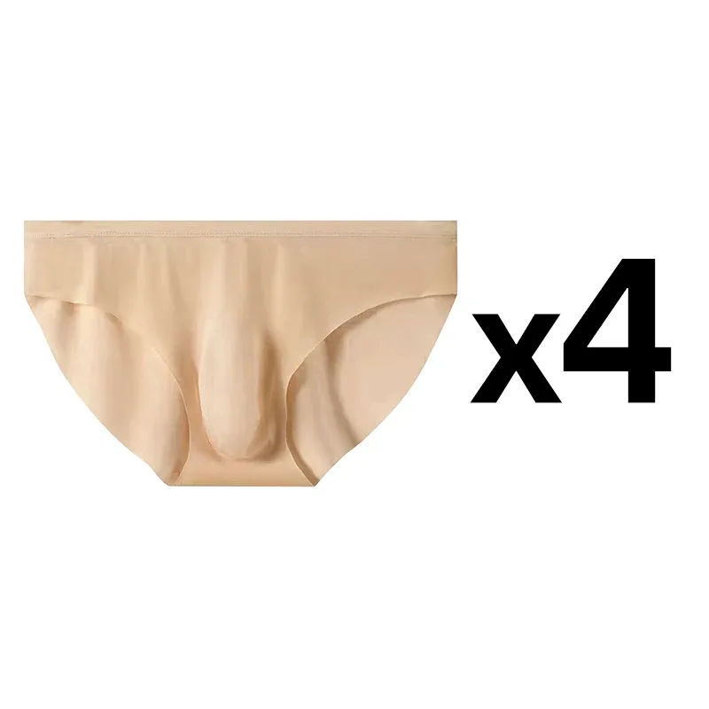 4 adet erkek Buz Ipek Külot Yaz Şeffaf Dikişsiz Seksi Çabuk kuruyan Trendy nefes alan iç çamaşırı Ultra ince Külot