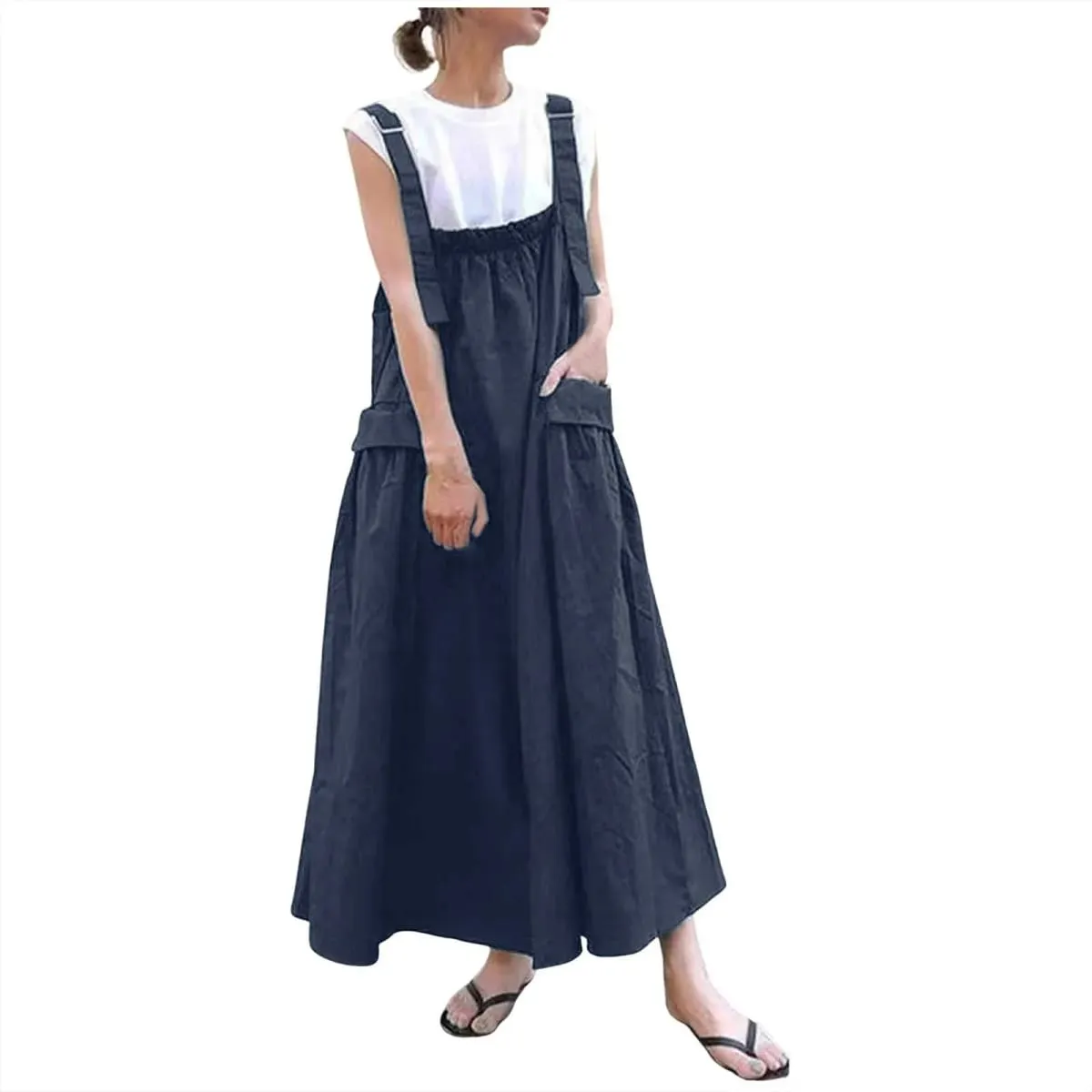 Thời Trang Nữ Suspender Đầm Dây Dài Túi Lớn Và Trên Đầu Gối Túi Dây Midi Váy Đầm Cho Nữ Áo Dây femme