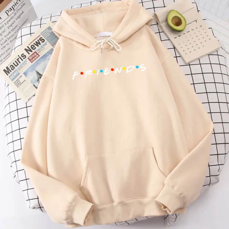 Sitcom Movie Friends Printed Mens Hoody Korean Fleece Sweatshirt Simple Crewneck Hooded Street Oversize Autumn Men's Clothes