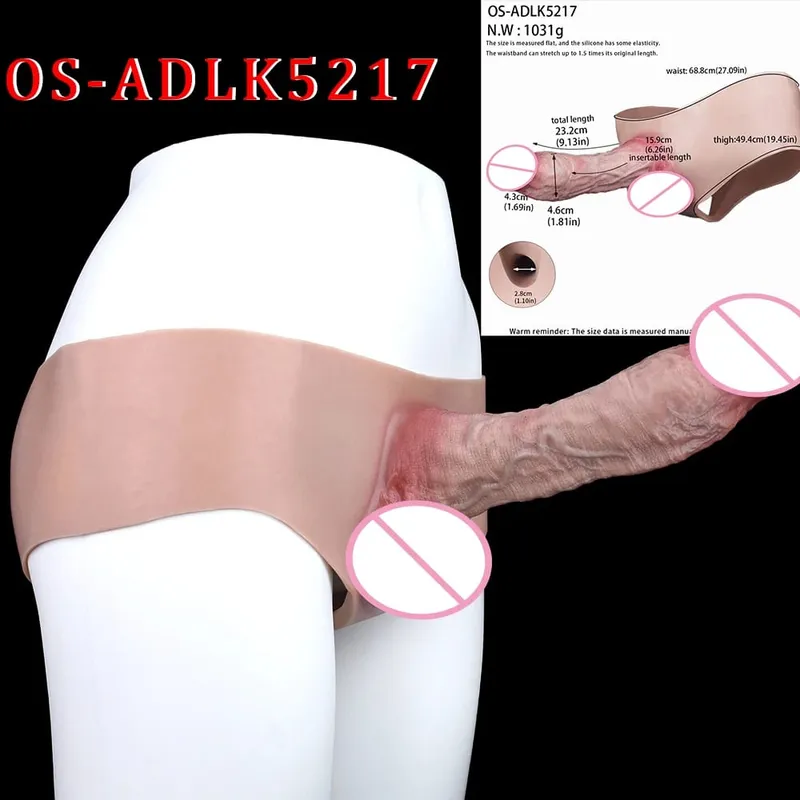 Manchon de pénis réaliste taille haute, sangle sur gode creux, culotte en Silicone, extension de bite, jouet sexuel pour hommes