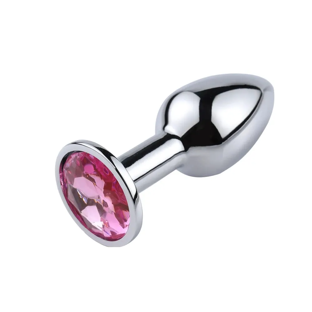 Luxury Metal Anal Plug Set Jewel Butt Trainer Kit Mga Pang-adultong Laruan para sa Mga Lalaki Babae Mga Mag-asawa Mga Beginners Mga Regalo sa Seks Malaki Katamtaman Maliit na Pink