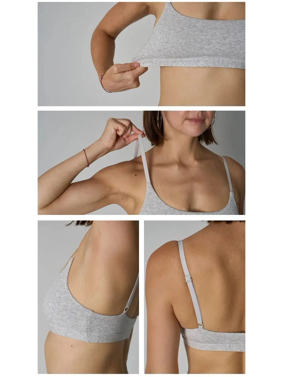 Cotton Underwire-Free Bralette and Boyshort Set – Unpadded Ribbed Knit Lingerie Two-Piece Set