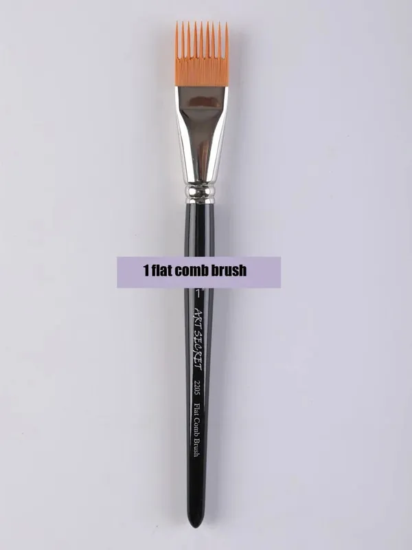 Professional 5 pcs Flat Comb Brush Nylon Paint Drawing Brushes Oil Artists Painting Brush Set For Artists Student — image 7